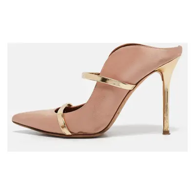 Malone Souliers Pink/Gold Leather and Satin Maureen Pumps Size