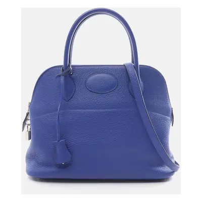 Hermes Blue Leather Bolide Handbag