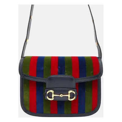 Gucci Multicolor Suede & Leather Horsebit Shoulder Bag