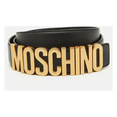 Moschino Black Leather Classic Logo Belt