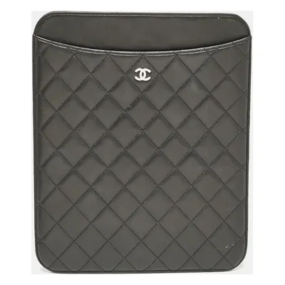 Chanel Black Quilted Leather CC iPad Case