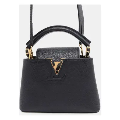 Louis Vuitton Black Taurillon Leather Capucines Mini Top Handle Bag