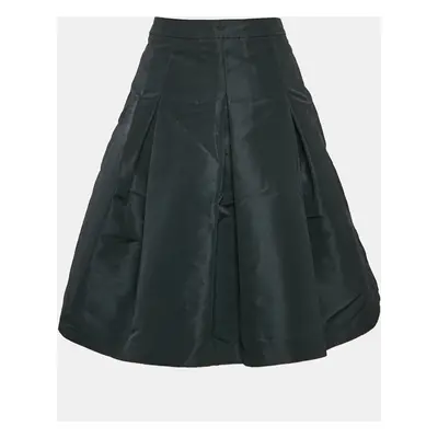 RED Valentino Black Faille Pleated Knee Length Skirt