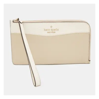 Kate Spade Beige/Cream Leather Zip Wristlet Wallet