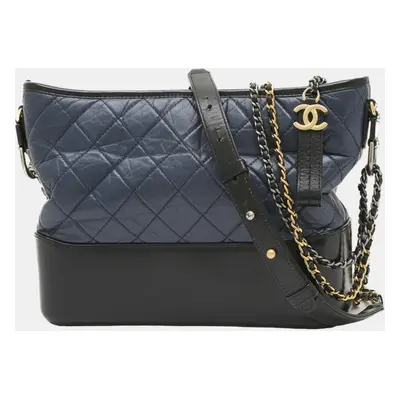 Chanel Black/Navy Blue Leather Gabrielle Shoulder Bags