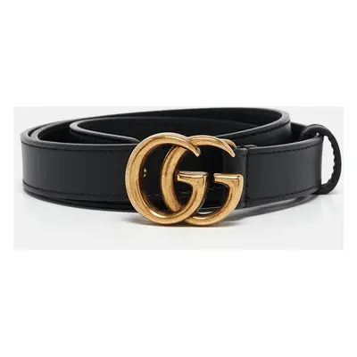 Gucci Black Leather GG Marmont Slim Belt