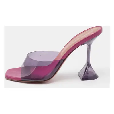 Amina Muaddi Purple PVC Lupita Slide Sandals Size 36.5