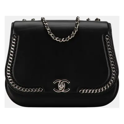 Chanel Black Lambskin Leather Coco Mark Chain Shoulder Bag