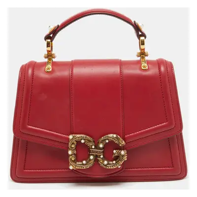 Dolce & Gabbana Red Leather DG Amore Top Handle Bag