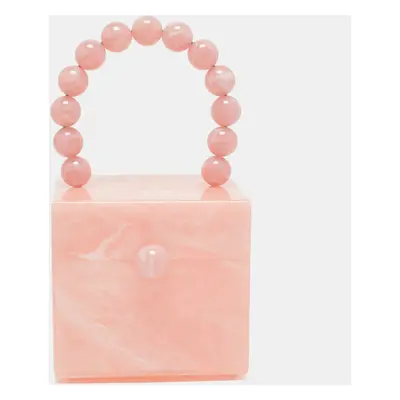 Cult Gaia Pink Marble Print Acrylic EOS Box Bag