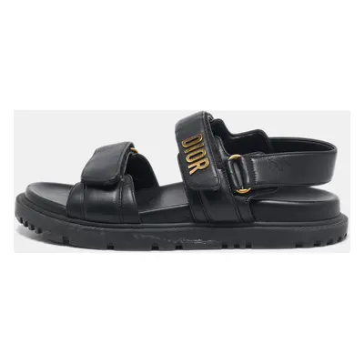 Dior Black Leather DiorAct Flat Sandals Size 37.5