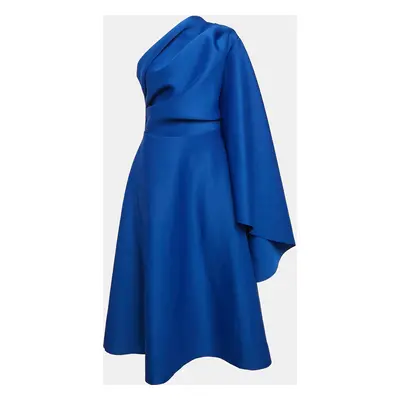 Maison De La Sirena Royal Blue Jersey Draped One-Shoulder Midi Dress