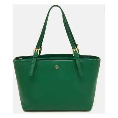 Tory Burch Green Leather Medium York Buckle Tote