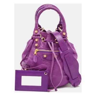 Balenciaga Purple Leather SGH Pompon Bag