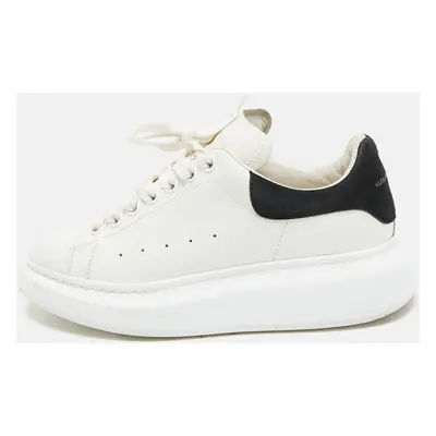 Alexander McQueen Black/White Leather and Suede Oversized Lace Up Sneakers Size