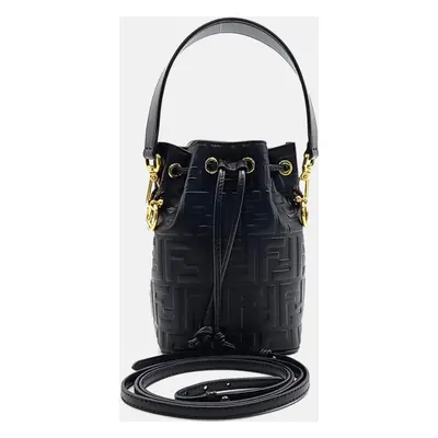 Fendi Black Leather Montresor Mini Bucket Bag