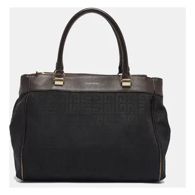 Givenchy Black Monogram Fabric and Leather Double Zip Tote