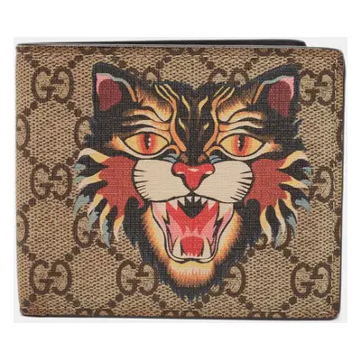 Gucci Beige GG Supreme Canvas Angry Cat Bifold Wallet