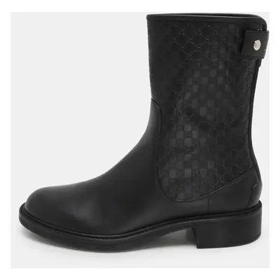 Gucci Black Microguccissima Leather Calf Length Boots Size