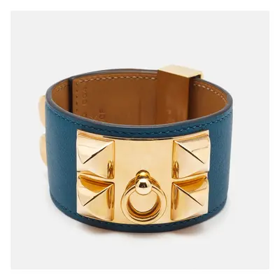 Hermès Collier de Chien Leather Gold Plated Wide Bracelet