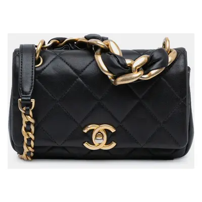 Chanel Black Small Quilted Lambskin Chain is More Flap