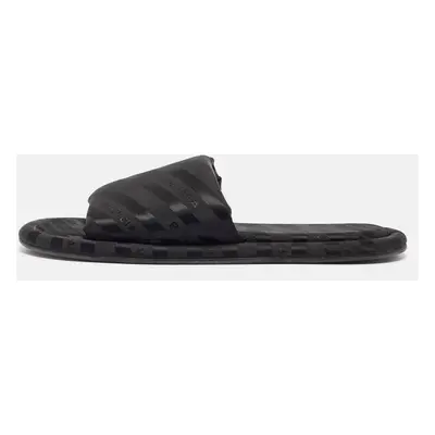 Balenciaga Black Logo Print Fabric Flat Slides Size