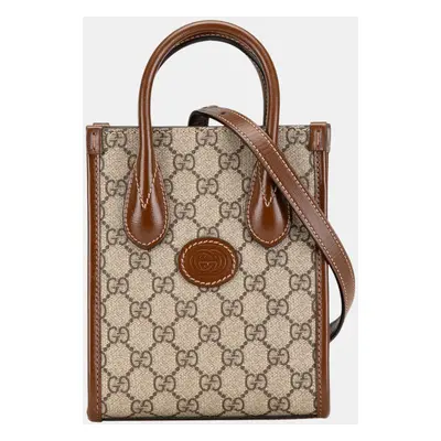 Gucci Brown Mini GG Supreme Interlocking G Satchel