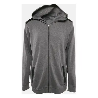 Hugo Hugo Boss Grey Cotton Knit Hooded Zip-Up Dellagio Jacket