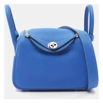 Hermes Blue Leather Lindy Mini Shoulder Bag