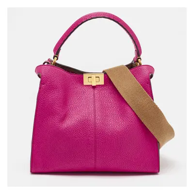 Fendi Pink/Brown Leather Medium Peekaboo X-Lite Top Handle Bag