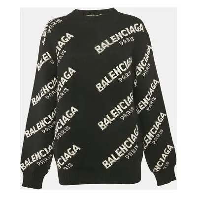 Balenciaga Black Logo Jacquard Knit Jumper