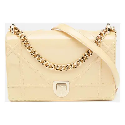 Dior Cream Patent Leather Medium Diorama Shoulder Bag