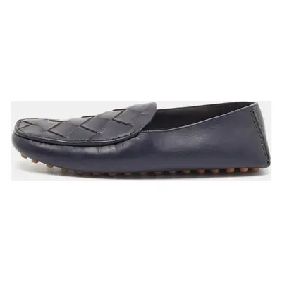 Bottega Veneta Navy Blue Intrecciato Leather Douglas Loafers Size 43.5