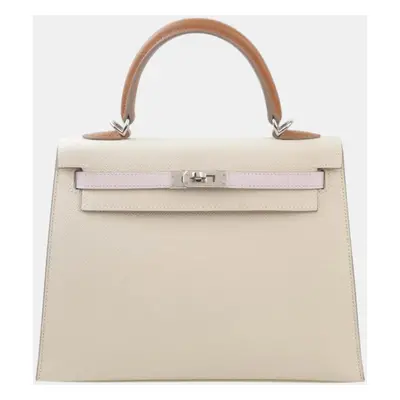 Hermes Craie ,Gold ,Mauve Epsom Leather Kelly Sellier Bag