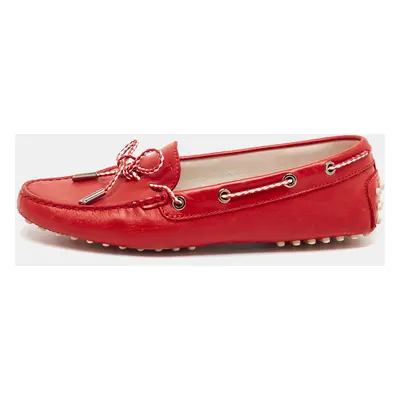 Tod's Red Leather Gommino Slip On Loafers Size 38.5