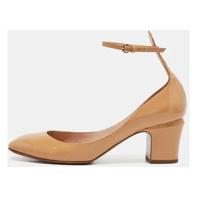 Valentino Beige Patent Leather Tango Ankle Strap Pumps Size