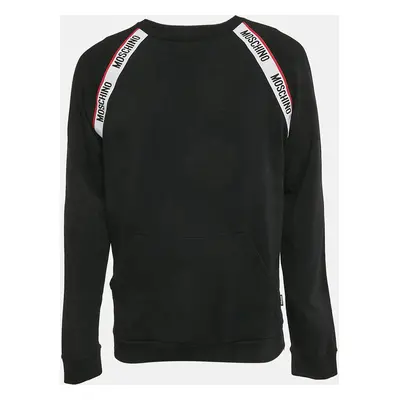 Moschino Underwear Black Cotton Logo Tape Detail Crew Neck Sweatshirt