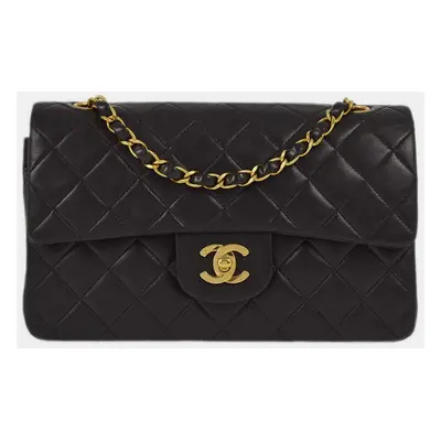 Chanel Black Lambskin Small Classic Double Flap Shoulder Bag