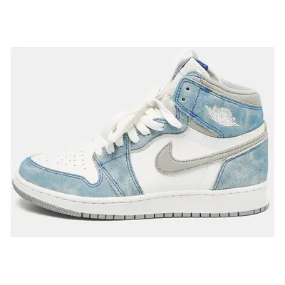 Air Jordans Blue/White Leather Jordan Retro High Hyper Royal Smoke Grey Sneakers Size (GS)