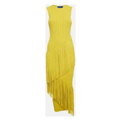 Simon Miller Yellow Rib Knit Fringed Maxi Dress