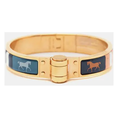 Hermes Charniere Couvertures Nouvelles Enamel Gold Plated Hinged Bracelet