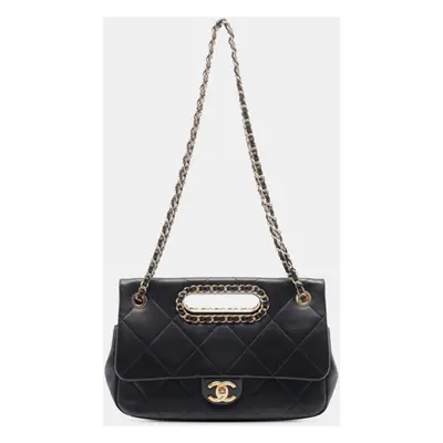 Chanel Black A Real Catch Lambskin Satchel