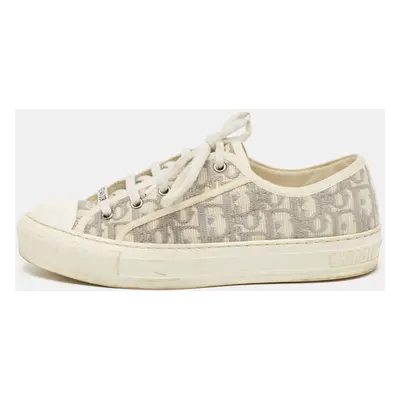 Dior Grey/White Oblique Canvas Walk'n'Dior Low Top Sneakers Size 38.5