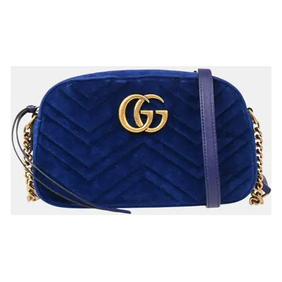 Gucci Blue Velvet Marmont Shoulder Bag