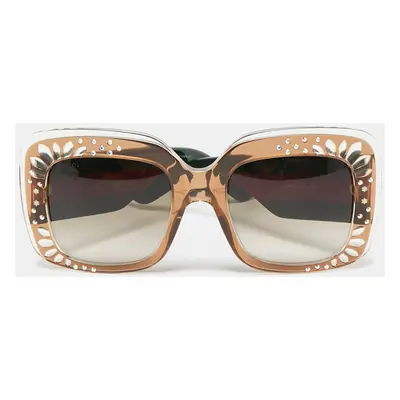 Gucci Brown Gradient GG3862/S Crystals Web Oversized Sunglasses