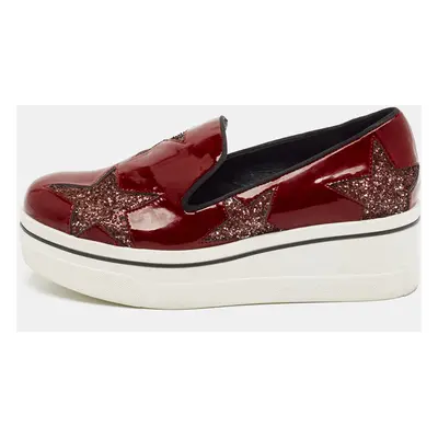 Stella McCartney Red Faux Patent Leather Binx Star Sneakers Size