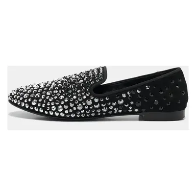 Giuseppe Zanotti Black Suede Crystal Embellished David Smoking Slippers Size