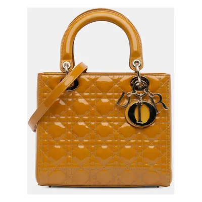 Dior Brown Medium Patent Cannage Lady Dior