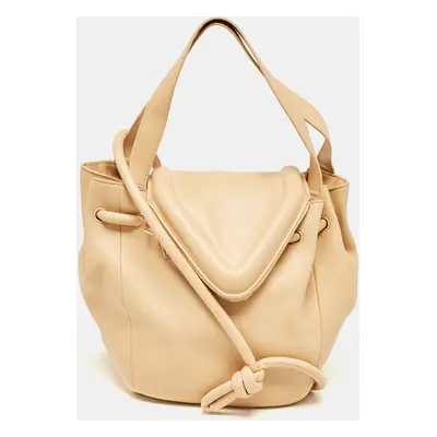 Bottega Veneta Beige Leather Beak Shoulder Bag