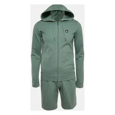 Emporio Armani Green Cotton Hooded Jacket and Shorts Set